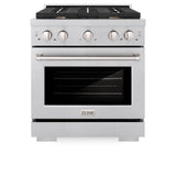 ZLINE 30 in. 4.2 cu. ft. Gas Range with Convection Gas Oven in DuraSnow' Stainless Steel with 4 Brass Burners (SGRS-BR-30)