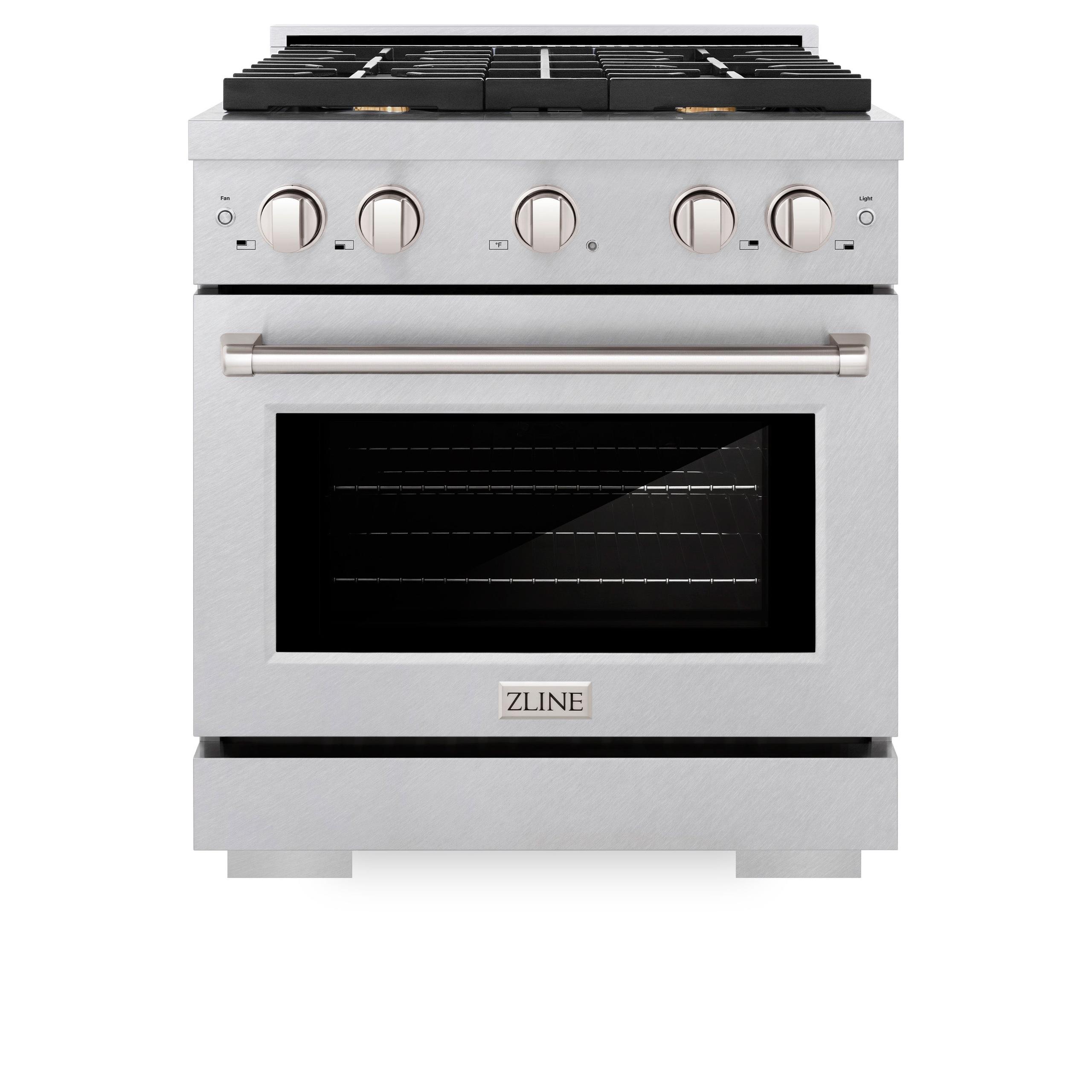 ZLINE 30 in. 4.2 cu. ft. Gas Range with Convection Gas Oven in DuraSnow' Stainless Steel with 4 Brass Burners (SGRS-BR-30)