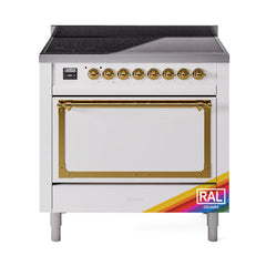 ILVE UNI366QNMPRAG Nostalgie II Noblesse 36 inch Induction Range (Solid Door, RAL, Brass)