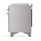 ILVE UM48FSNR3SSCLP Majestic III 48 inch Dual Fuel Range with 5 Black Brass Burners, Griddle and French Top, Dual Function Burner up to 25,000 BTU (Liquid Propane, Triple Glass Door, Stainless Steel, Chrome)