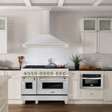 ZLINE 48 in. Autograph Edition Convertible Stainless Steel Range Hood with Stainless Steel Shell and Champagne Bronze Accents (KB4STZ-48-CB) [Color: Gold Accents]
