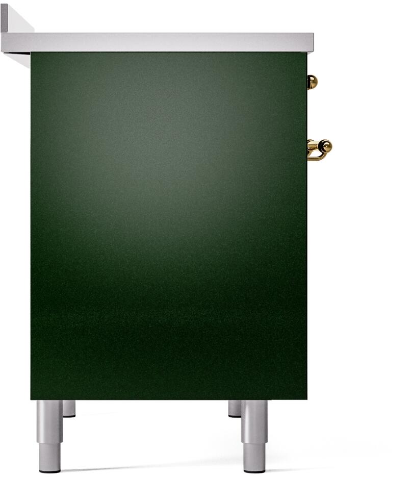 Nostalgie II 40 Inch Electric Freestanding Range in Emerald Green with Brass Trim