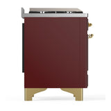 ILVE UM36FNR3BUG Majestic III 36 inch Dual Fuel Range with 6 Black Brass Burners and Griddle, Dual Function Burner up to 25,000 BTU (Triple Glass Door, Burgundy, Brass, Natural Gas)