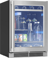 Presrv Pro Beverage Cooler, 24in Under Cabinet, SS+Glass, Reverse Door, 1 Zone