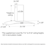 36" Island-Mount Chimney Hood