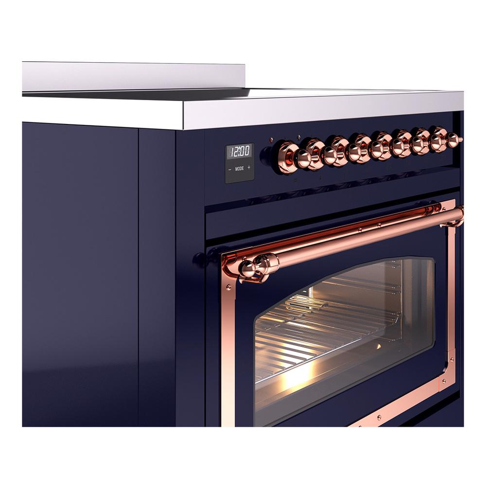 ILVE UNI366NMPMBP Nostalgie II Noblesse 36 inch Induction Range (Triple Glass Door, Midnight Blue, Copper)