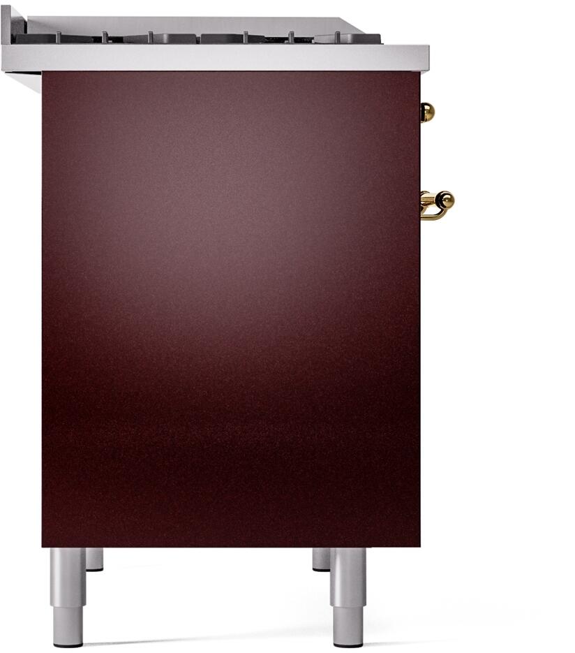 Nostalgie II 40 Inch Dual Fuel Liquid Propane Freestanding Range in Burgundy with Brass Trim