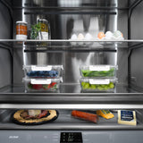 ZLINE Autograph Edition 60 in. 32.2 cu. ft. French Door Built-In Bottom Freezer Refrigerator with Water Dispenser and Ice Maker in White Matte with Graphite Gray Interior and Matte Black Accents (GRBIVZ-WM-60-MB)