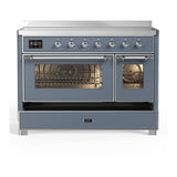 ILVE UMIB48NR3BGC Majestic III 48 inch Induction Range with 6 Elements, 5.02 cu. ft. Total Oven Capacity (Triple Glass Door, Blue Grey, Chrome)