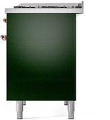 Nostalgie II 40 Inch Dual Fuel Natural Gas Freestanding Range in Emerald Green with Copper Trim