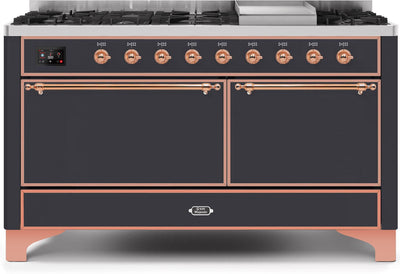 Majestic II 60 Inch Dual Fuel Liquid Propane Freestanding Range in Matte Graphite with Copper Trim