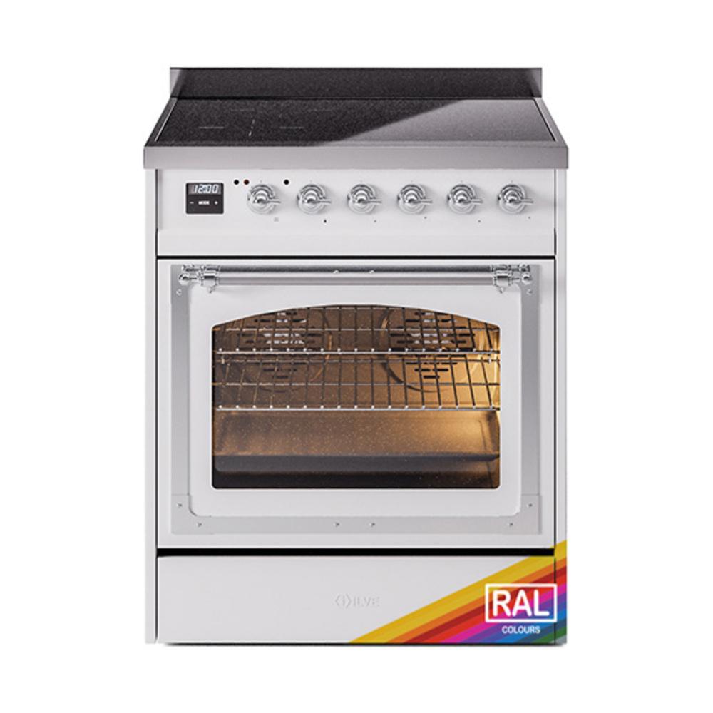 ILVE UNI304NMPRAC Nostalgie II Noblesse 30 inch Induction Range (Triple Glass Door, RAL, Chrome)