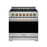 36 Inch Professional Liquid Propane Range With Precision Knob In Stainless Steel and Bronze  Gordon Ramsay Series