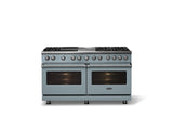 60"W.Dual Fuel Range (Finish: November Sky, Trim: Polished Chrome, Fuel: Natural Gas)