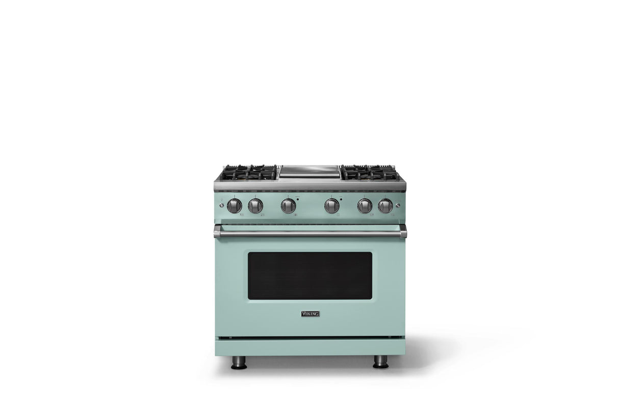 36"W. Sealed Burner Gas Range (Burner: 4g, Finish: Splash, Trim: Polished Chrome, Fuel: Propane)
