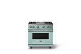 36"W. Sealed Burner Gas Range (Burner: 4g, Finish: Splash, Trim: Polished Chrome, Fuel: Propane)