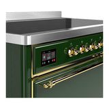 ILVE UMIB48QNR3EGG Majestic III 48 inch Induction Range with 6 Elements, 5.02 cu. ft. Total Oven Capacity (Solid Door, Emerald Green, Brass)