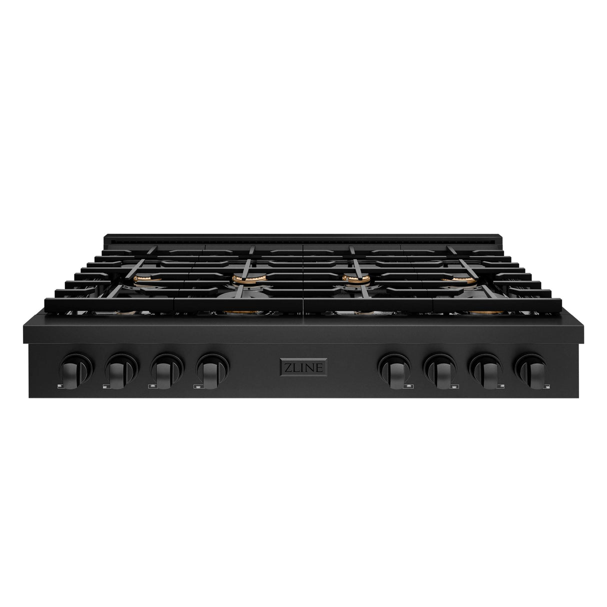ZLINE 48 in. Paramount Gas Rangetop with 8 Brass Burners and Porcelain Cooktop in Black Stainless Steel (SRTB-BR-48)