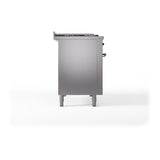 ILVE UN48FSQNMPSSB Nostalgie II Noblesse 48 inch Dual Fuel Range (5 Sealed Burners + Griddle + French Top, Natural Gas, Solid Door, Stainless Steel, Burnished)