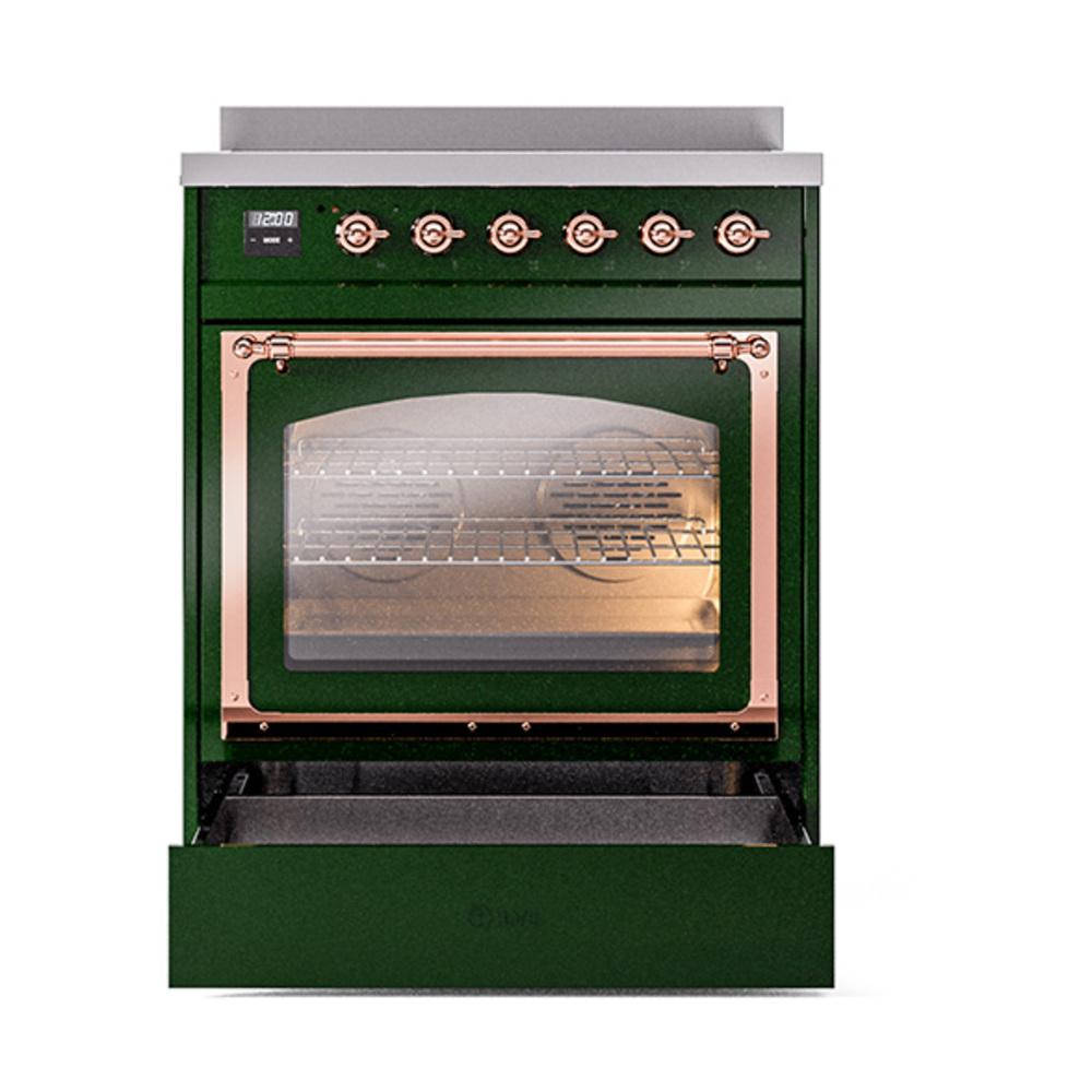 ILVE UNI304NMPEGP Nostalgie II Noblesse 30 inch Induction Range (Triple Glass Door, Emerald Green, Copper)