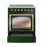 ILVE UNI304NMPEGP Nostalgie II Noblesse 30 inch Induction Range (Triple Glass Door, Emerald Green, Copper)
