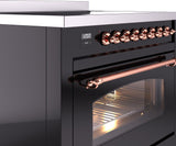 Nostalgie II 36 Inch Electric Freestanding Range in Glossy Black with Copper Trim