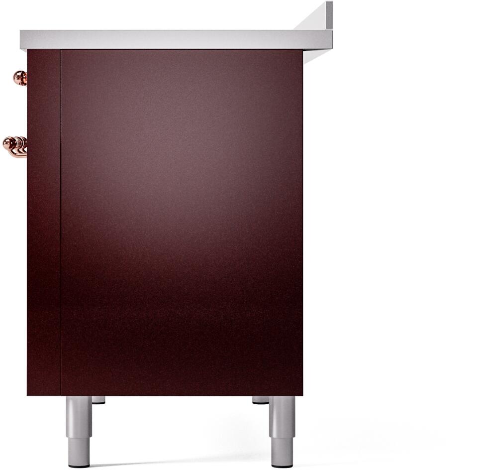 Nostalgie II 48 Inch Electric Freestanding Range in Burgundy with Copper Trim