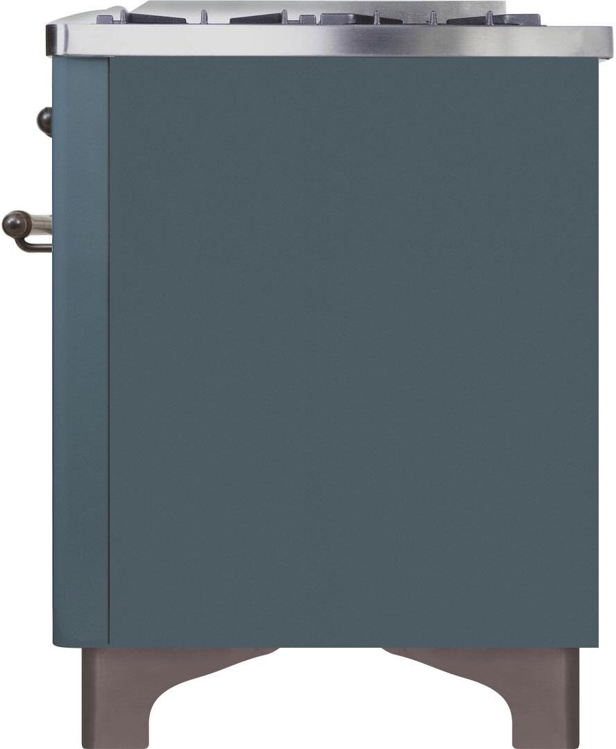 Majestic II 60 Inch Dual Fuel Natural Gas Freestanding Range in Blue Grey with Bronze Trim