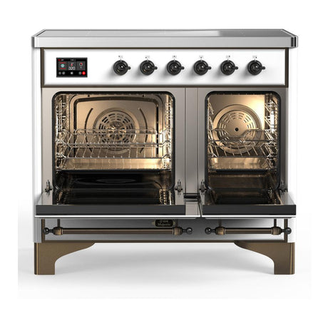 ILVE UMDIB40NR3WHB Majestic III 40 inch Induction Range with 6 Elements, 3.82 cu. ft. Total Oven Capacity (Triple Glass Door, White, Burnished)