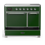 ILVE UMDIB40QNR3EGC Majestic III 40 inch Induction Range with 6 Elements, 3.82 cu. ft. Total Oven Capacity (Solid Door, Emerald Green, Chrome)
