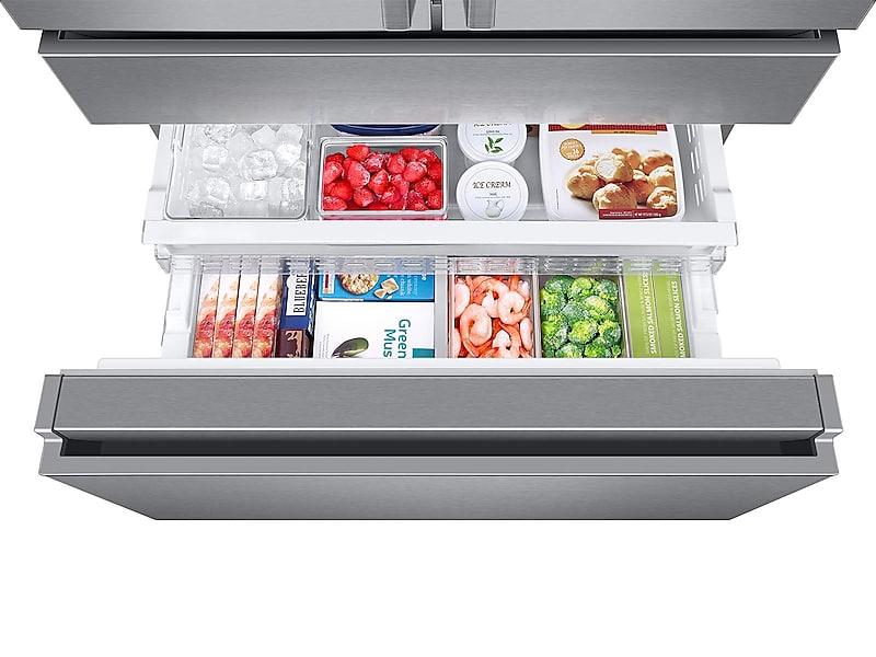 23 cu. ft. Counter Depth 4-Door French Door Refrigerator with Polygon Handles in Stainless Steel