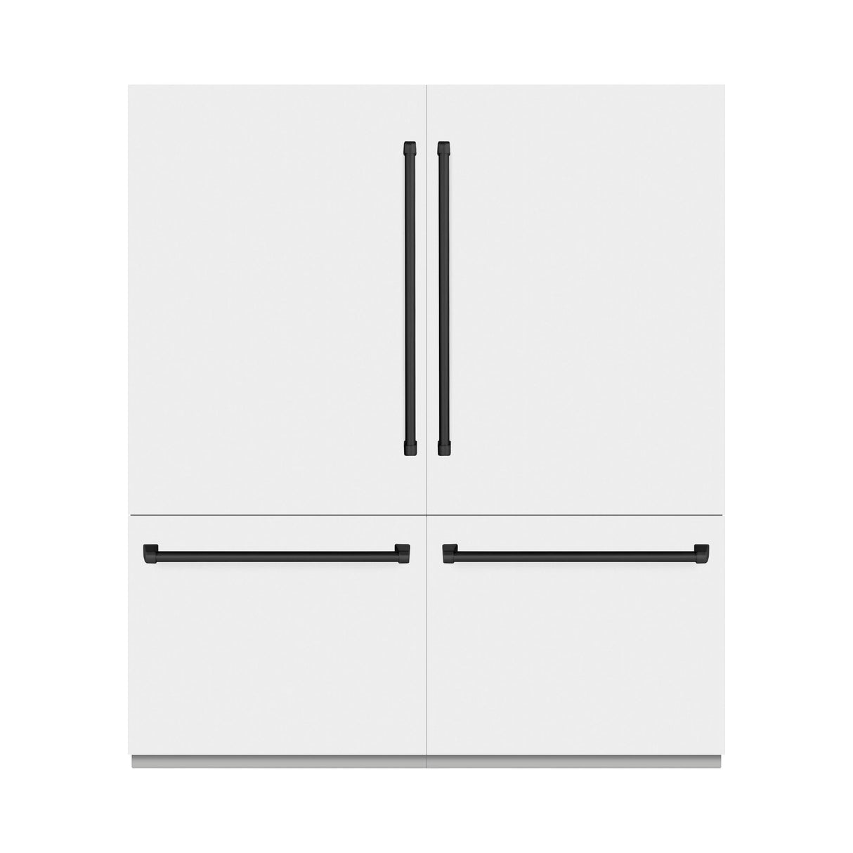 ZLINE Autograph Edition 72 in. 39.6 cu. ft. French Door Built-In Bottom Freezer Refrigerator with Water Dispensers and Ice Makers in White Matte with Graphite Gray Interior and Matte Black Accents (GRBITZ-WM-72-MB)