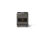 30"W. Dual Fuel Range (Finish: Damascus Gray, Trim: Polished Chrome, Fuel: Propane)