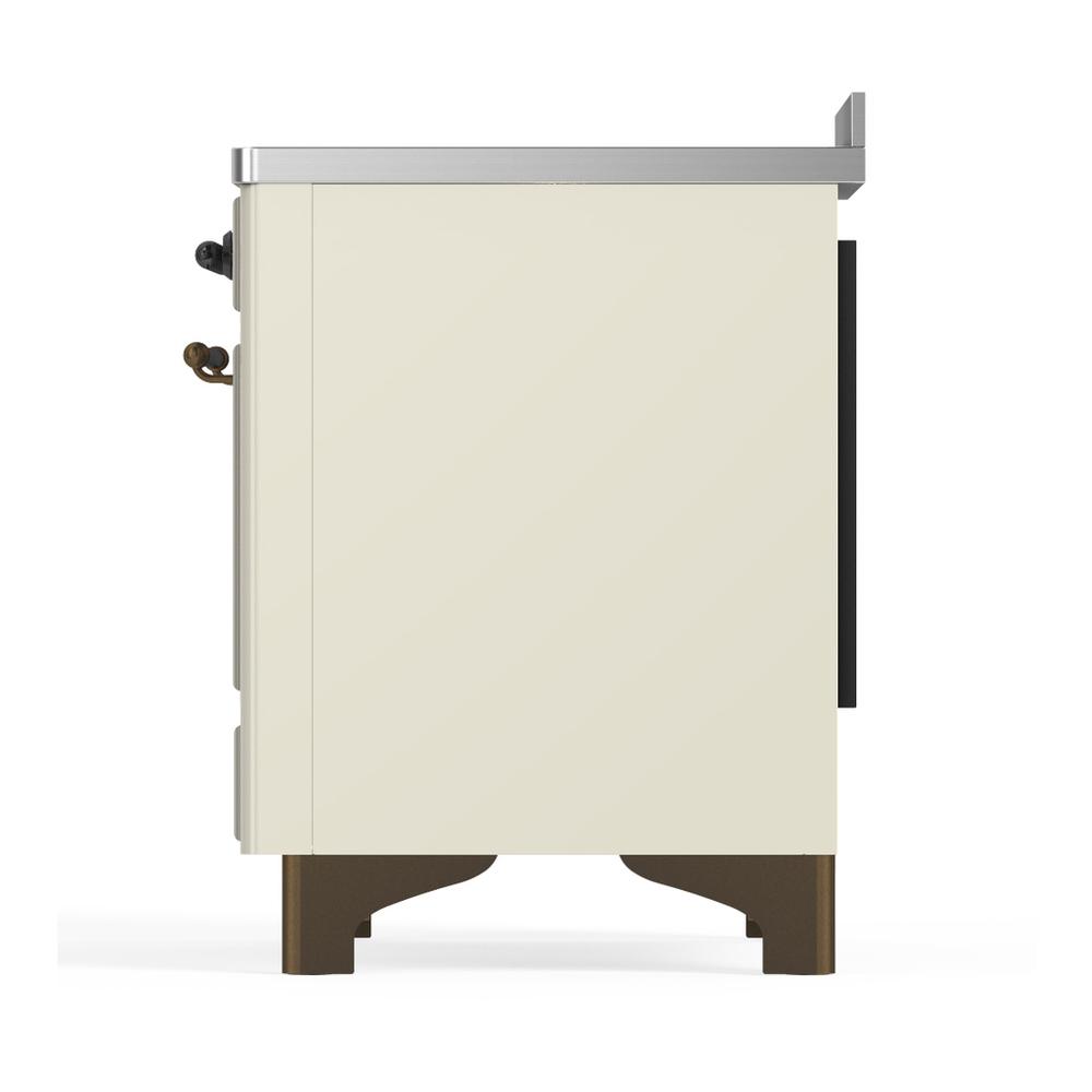 ILVE UMIB48NR3AWB Majestic III 48 inch Induction Range with 6 Elements, 5.02 cu. ft. Total Oven Capacity (Triple Glass Door, Antique White, Burnished)