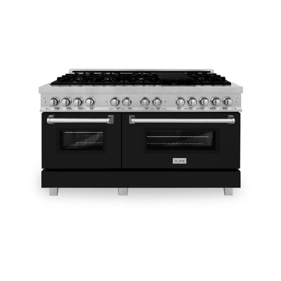 ZLINE 60 in. 7.4 cu. ft. Dual Fuel Range with Gas Stove and Electric Oven in DuraSnow Stainless Steel and Colored Door Options (RAS-60) [Color: DuraSnow Stainless Steel with Black Matte Door]