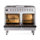ILVE UND40FQNMPSSCLP Nostalgie II Noblesse 40 inch Dual Fuel Range (Liquid Propane, Solid Door, Stainless Steel, Chrome)