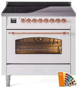 Nostalgie II 36 Inch Electric Freestanding Range in RAL Custom Color with Copper Trim