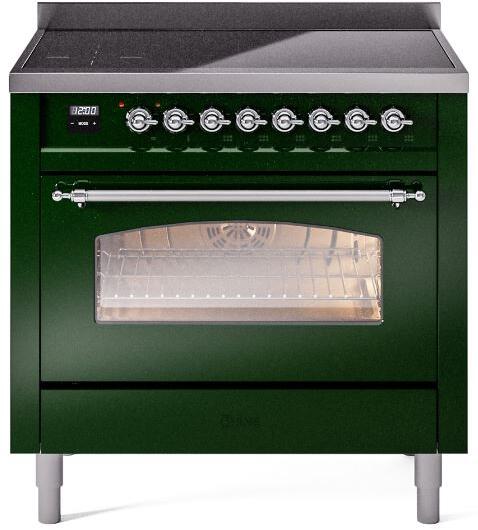 Nostalgie II 36 Inch Electric Freestanding Range in Emerald Green with Chrome Trim