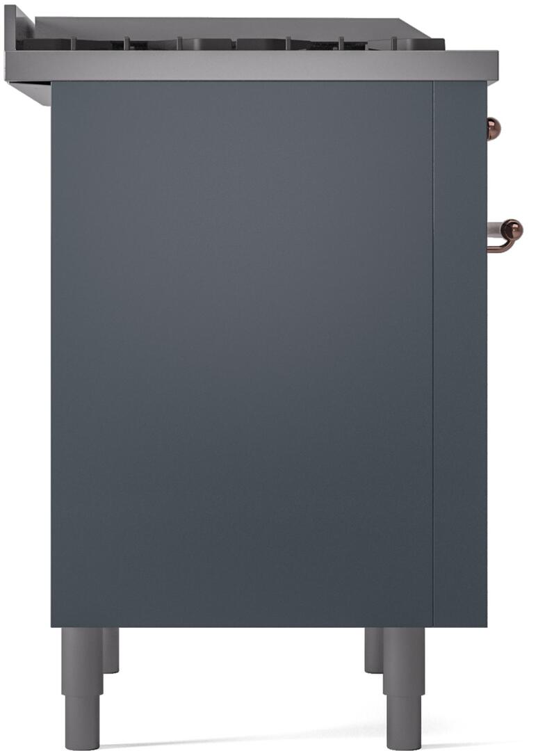 Nostalgie II 36 Inch Dual Fuel Liquid Propane Freestanding Range in Blue Grey with Copper Trim