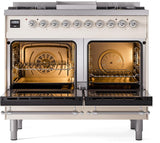 Nostalgie II 40 Inch Dual Fuel Liquid Propane Freestanding Range in Antique White with Chrome Trim