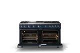 60"W. Sealed Burner Gas Range (Finish: Slate Blue, Trim: Polished Chrome, Fuel: Natural Gas)