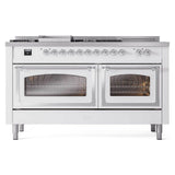 ILVE UN60FSNMPRAC Nostalgie II Noblesse 60 inch Dual Fuel Range (7 Sealed Burners + Griddle + French Top, Natural Gas, Triple Glass Door, RAL, Chrome)