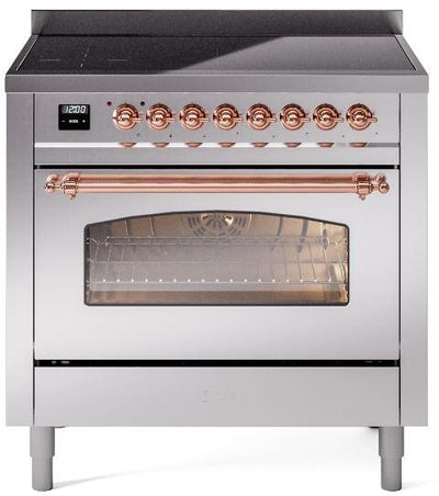 Nostalgie II 36 Inch Electric Freestanding Range in Stainless Steel with Copper Trim