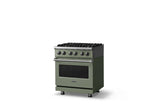 30"W. Dual Fuel Range (Finish: Eucalyptus, Trim: Polished Chrome, Fuel: Natural Gas)