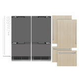 ZLINE 72 in. 39.6 cu. ft. Panel Ready French Door Built-In Bottom Freezer Refrigerator with Water Dispensers and Ice Makers with Graphite Gray Interior (GRBIT-72)