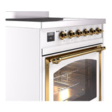 ILVE UNI304NMPWHG Nostalgie II Noblesse 30 inch Induction Range (Triple Glass Door, White, Brass)
