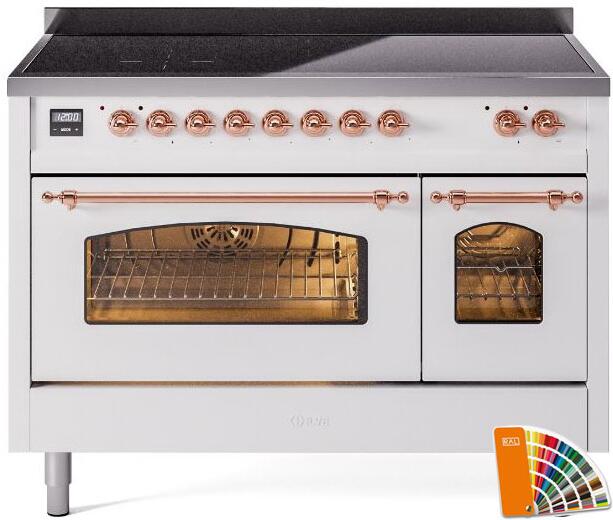 Nostalgie II 48 Inch Electric Freestanding Range in RAL Custom Color with Copper Trim