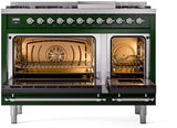 Nostalgie II 48 Inch Dual Fuel Liquid Propane Freestanding Range in Emerald Green with Chrome Trim