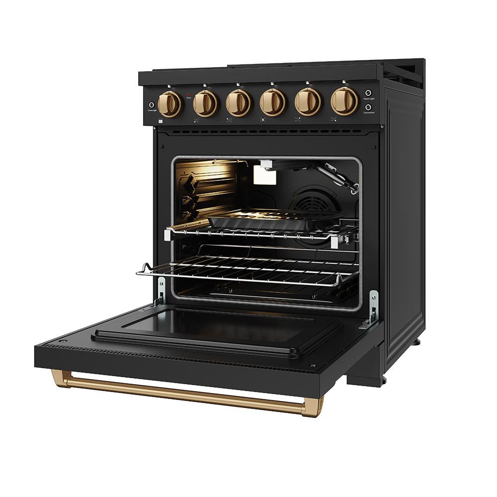 30 Inch Professional Gas With Precision Knob Control In Black/bronze