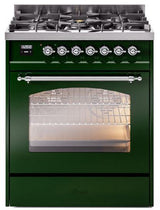 Nostalgie II 30 Inch Dual Fuel Natural Gas Freestanding Range in Emerald Green with Chrome Trim